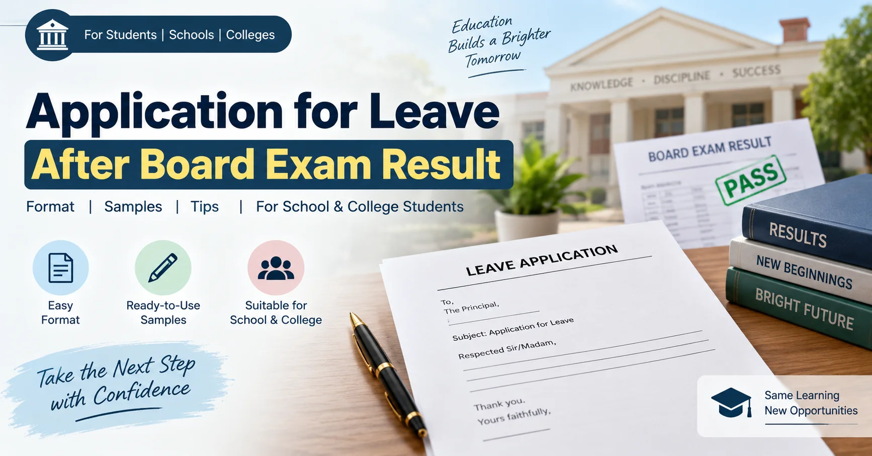 Application for leave after board exam result and college admission