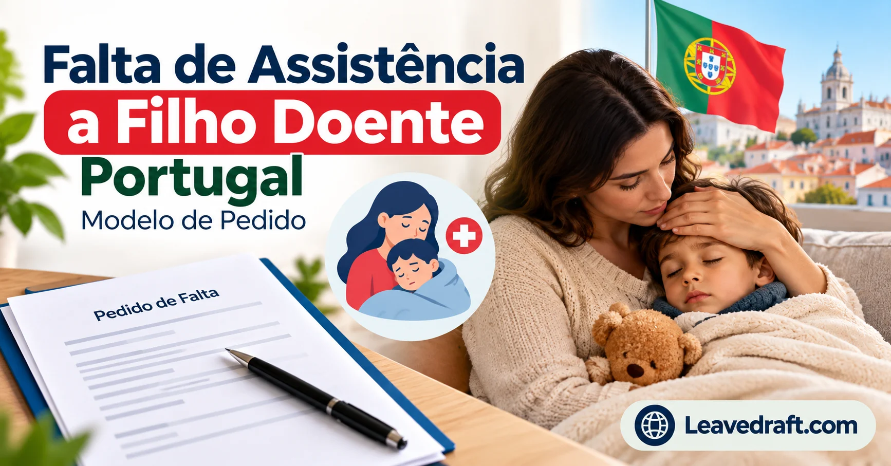 Modelo comunicação falta assistência a filho doente Portugal 2026