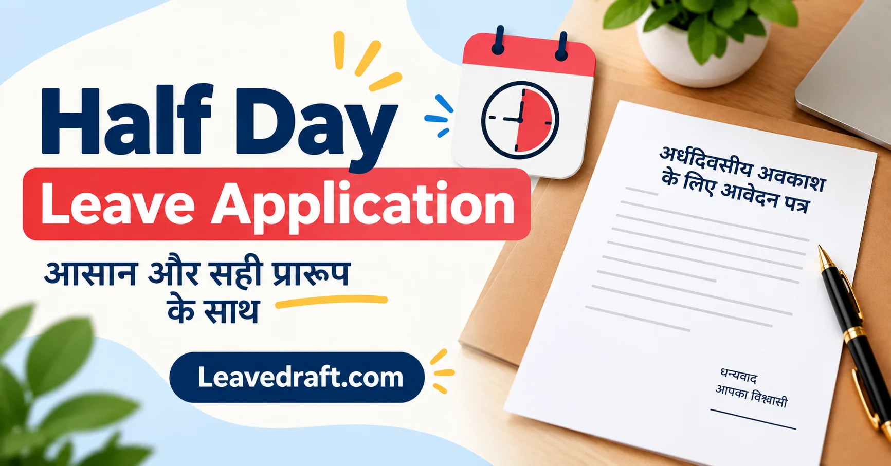 Half day leave application for office and school
