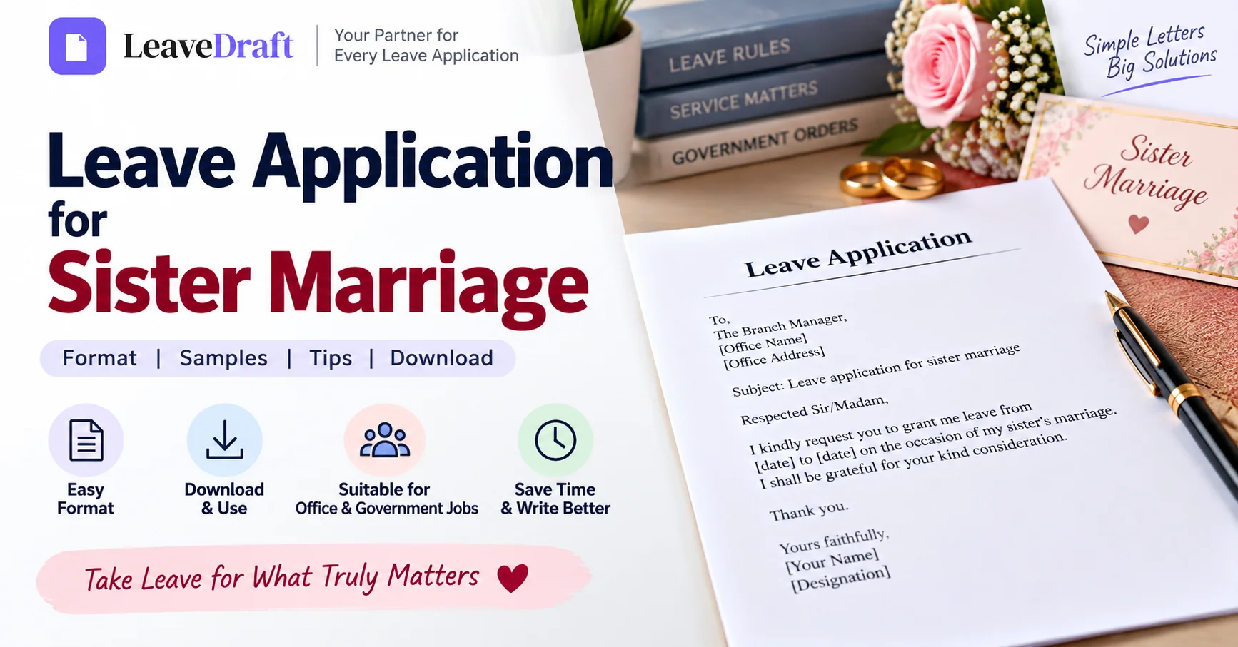 Leave application for sister marriage in English Hindi and Urdu