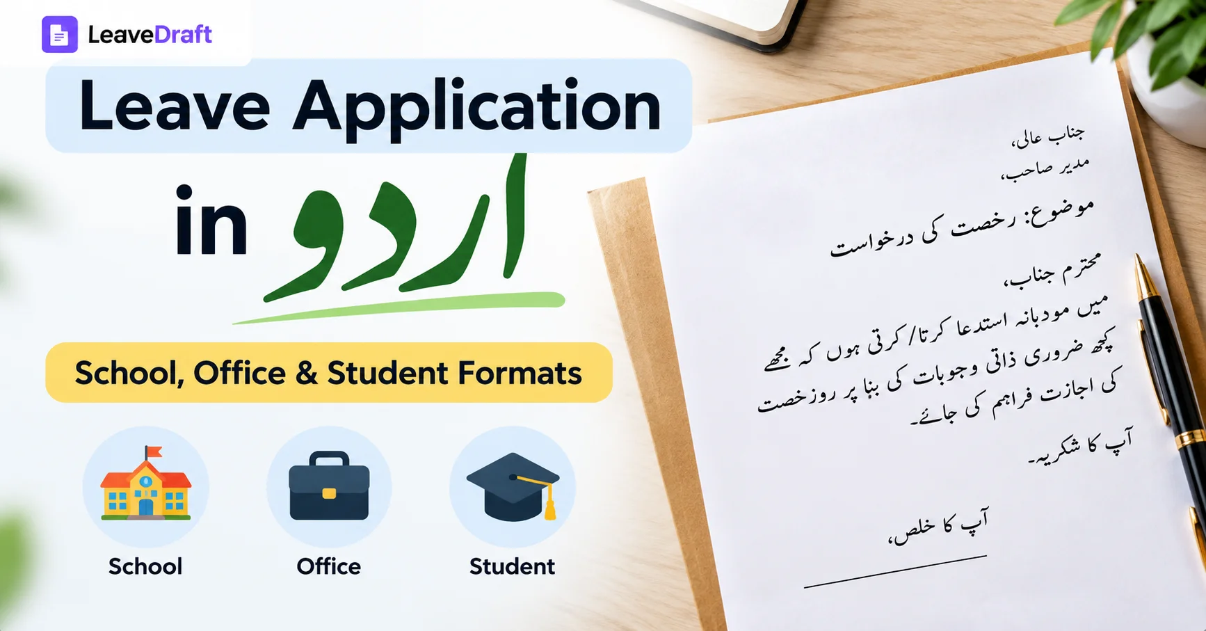 Leave application in Urdu format for school, office, students and teachers