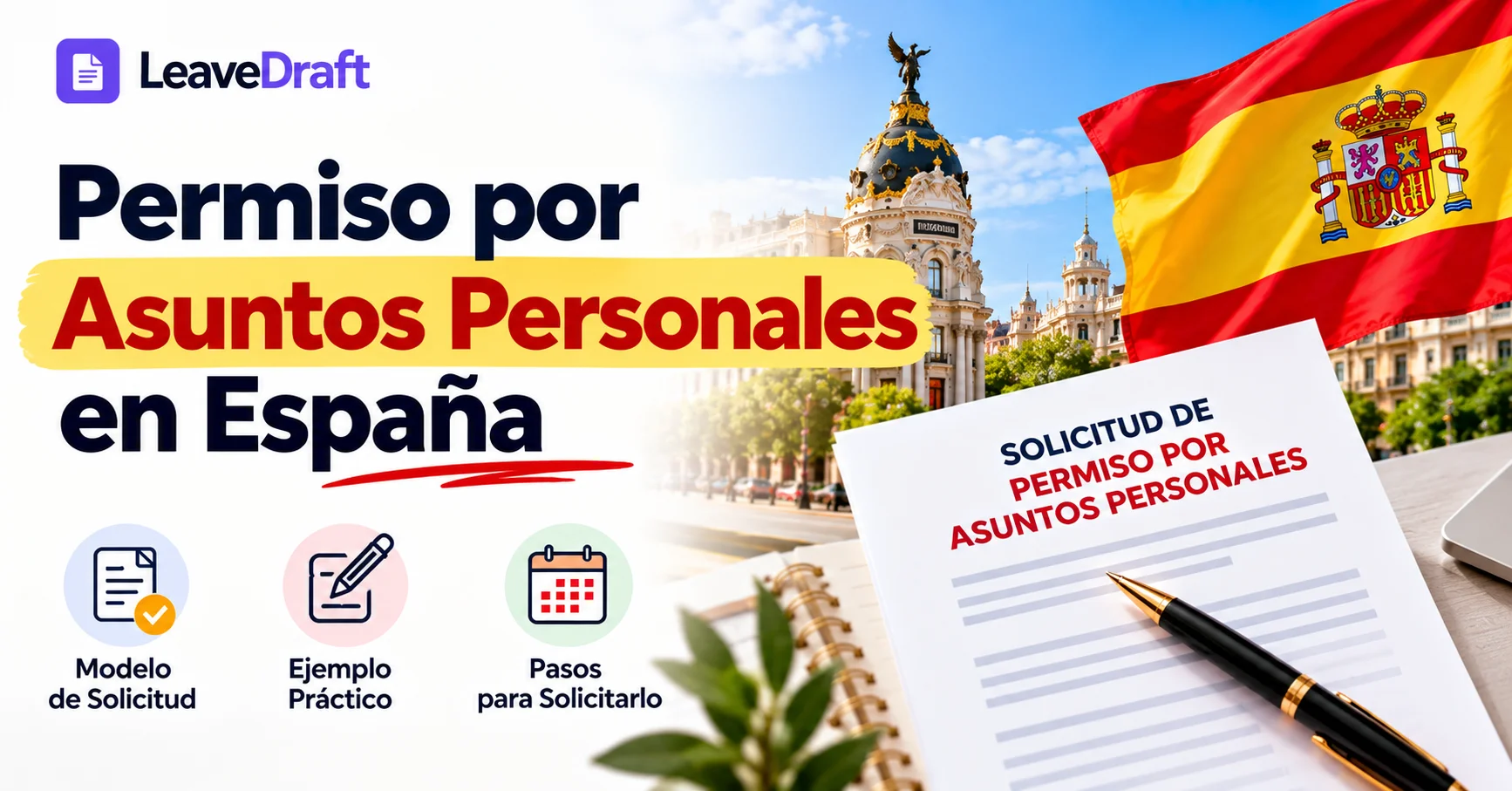 Solicitud de permiso por asuntos personales en España modelo y ejemplo